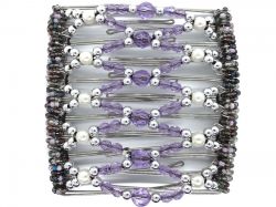 Pretty Purple and Silver Butterfly Hair Clip Large - 11 interlocking prongs to hold hair all day long!