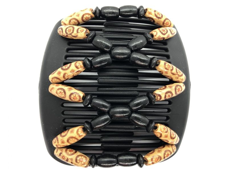 African Butterfly hair clip on black interlocking combs