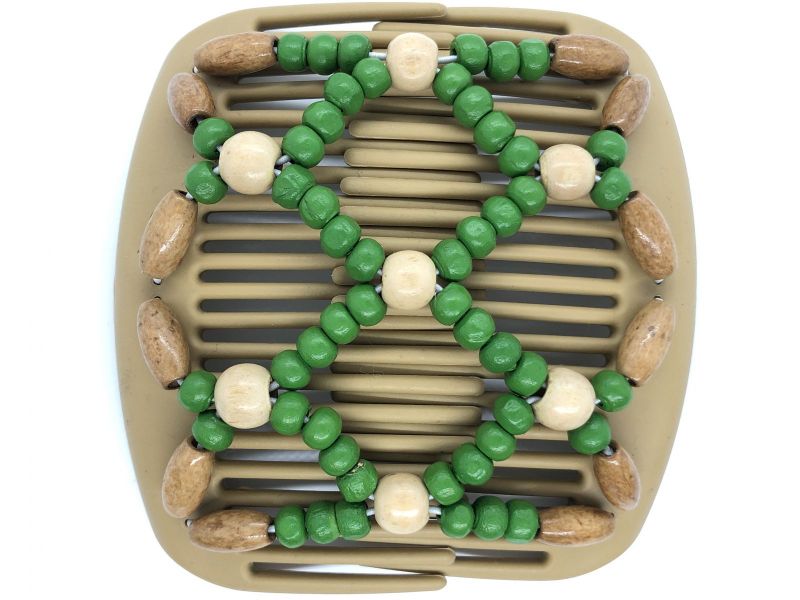African Butterfly hair clip on blonde combs with pretty green beads