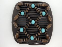 African Butterfly hair clip on brown interlocking combs with a hint of blue