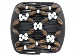African Butterfly hair clip on brown combs | Brown and White Wooden Beads