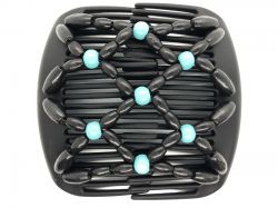 African Butterfly hair clip on black combs | Black and Turquoise beads