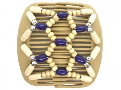 African Butterfly hair clip on blonde interlocking combs with Purple Beads