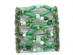 Green Butterfly Hair Clip  - 9 interlocking prongs | Bead colours will vary