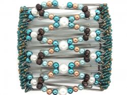 Copper and Turquoise  Beaded Original One Clip  - 9 prongs