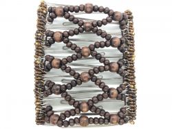 Brown Wooden Beads Butterfly Hair Clip Large - 11 prongs, for loads of hair! | Bead colours will vary