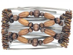 Brown Wooden Beads Small Butterfly Hair Clip - Great for half up styles