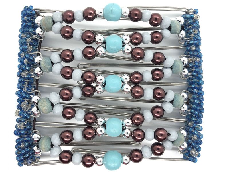Copper and Turquoise  Beaded Original One Clip  - 9 prongs