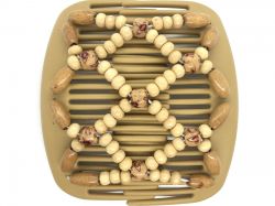 African Butterfly hair clip on blonde combs with brown and cream beads