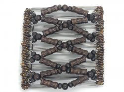 Butterfly Hair Clip Original 9 Prongs| Brown Wooden Beads