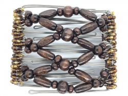 Butterfly Hair Clip Clip medium - 7 prongs with brown wooden beads